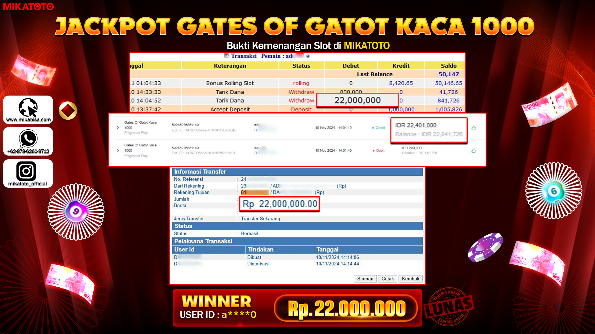 🏆 SELAMAT KEPADA PEMENANG JACKPOT DI Gates Of Gatot Kaca 1000🏆 