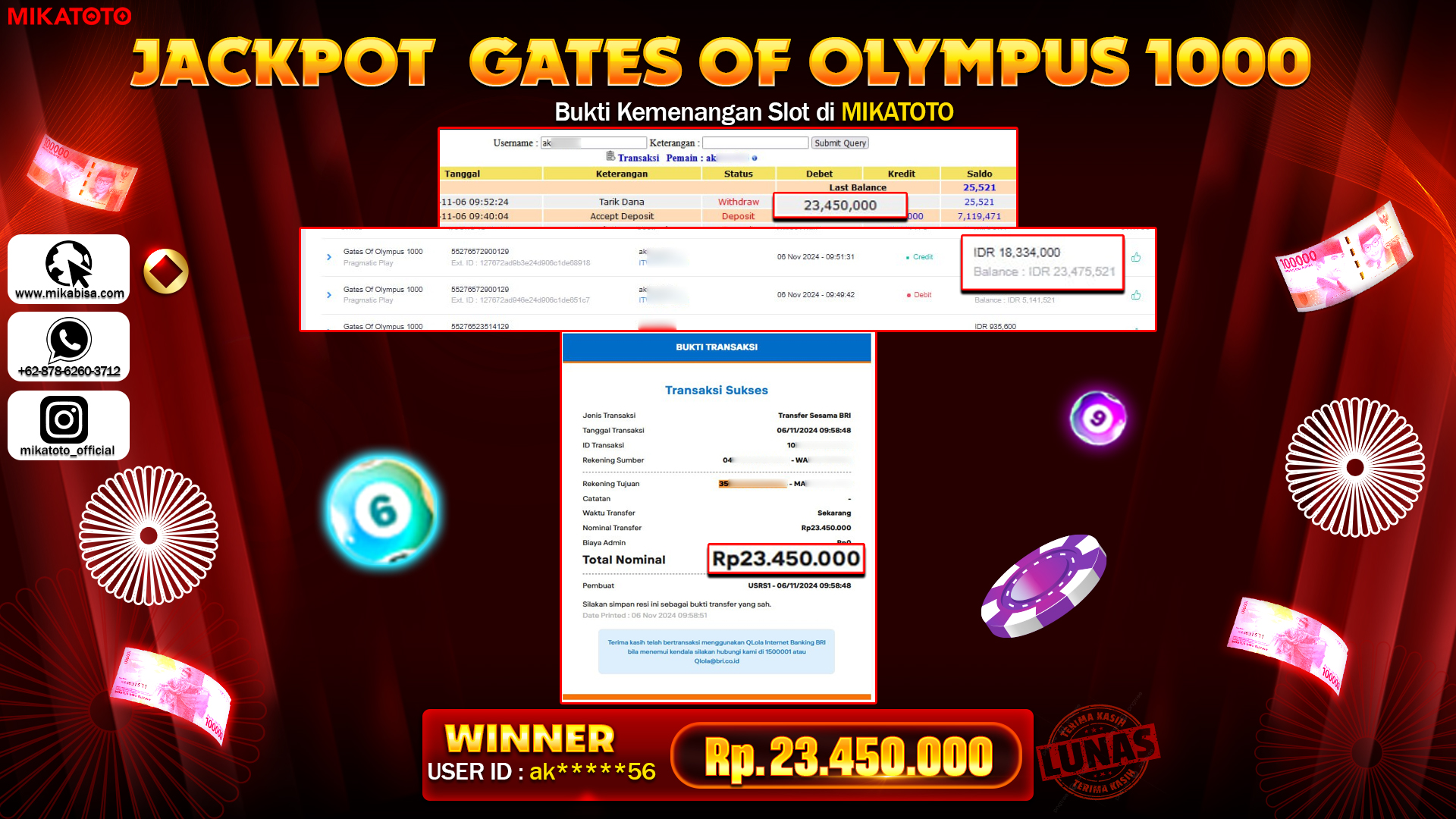 🏆 SELAMAT KEPADA PEMENANG JACKPOT DI Gates Of Olympus 1000🏆 