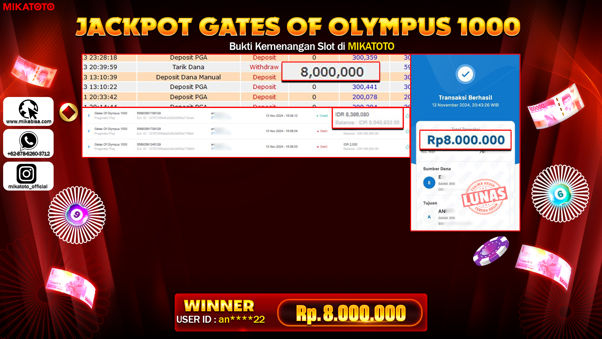 🏆 SELAMAT KEPADA PEMENANG JACKPOT DIGates of Olympus Xmas 1000🏆  