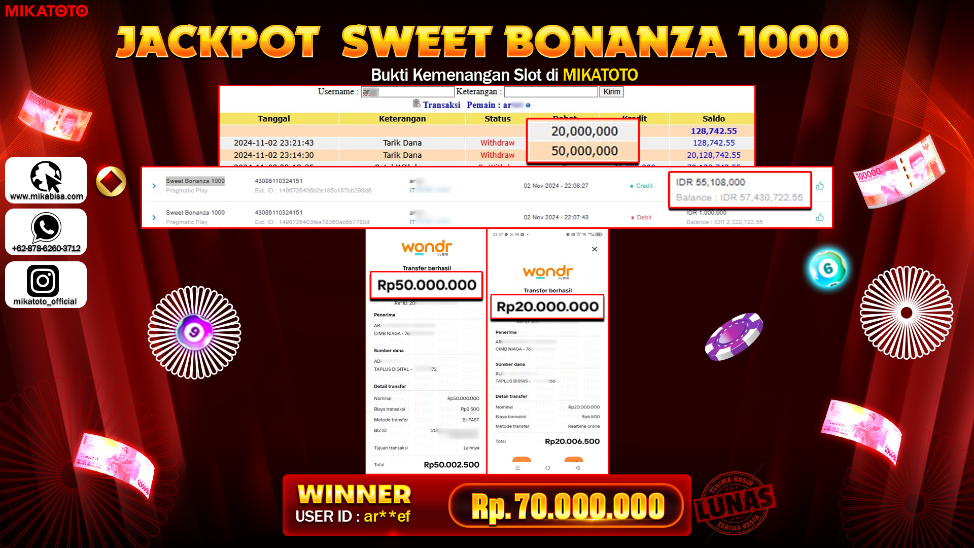 🏆 SELAMAT KEPADA PEMENANG JACKPOT DI  Sweet Bonanza 1000🏆