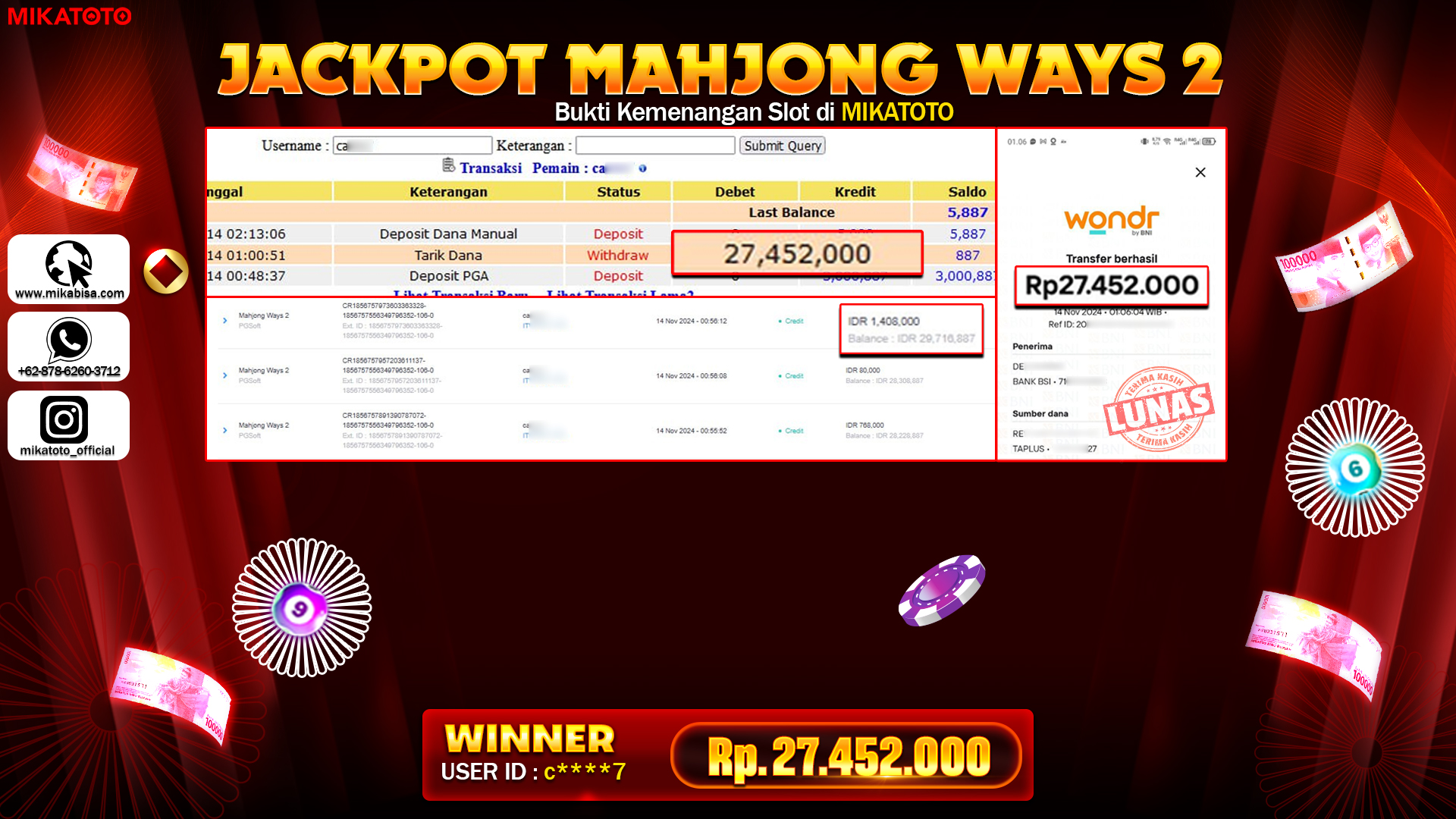 🏆 SELAMAT KEPADA PEMENANG JACKPOT DIMahjong Ways 2🏆  