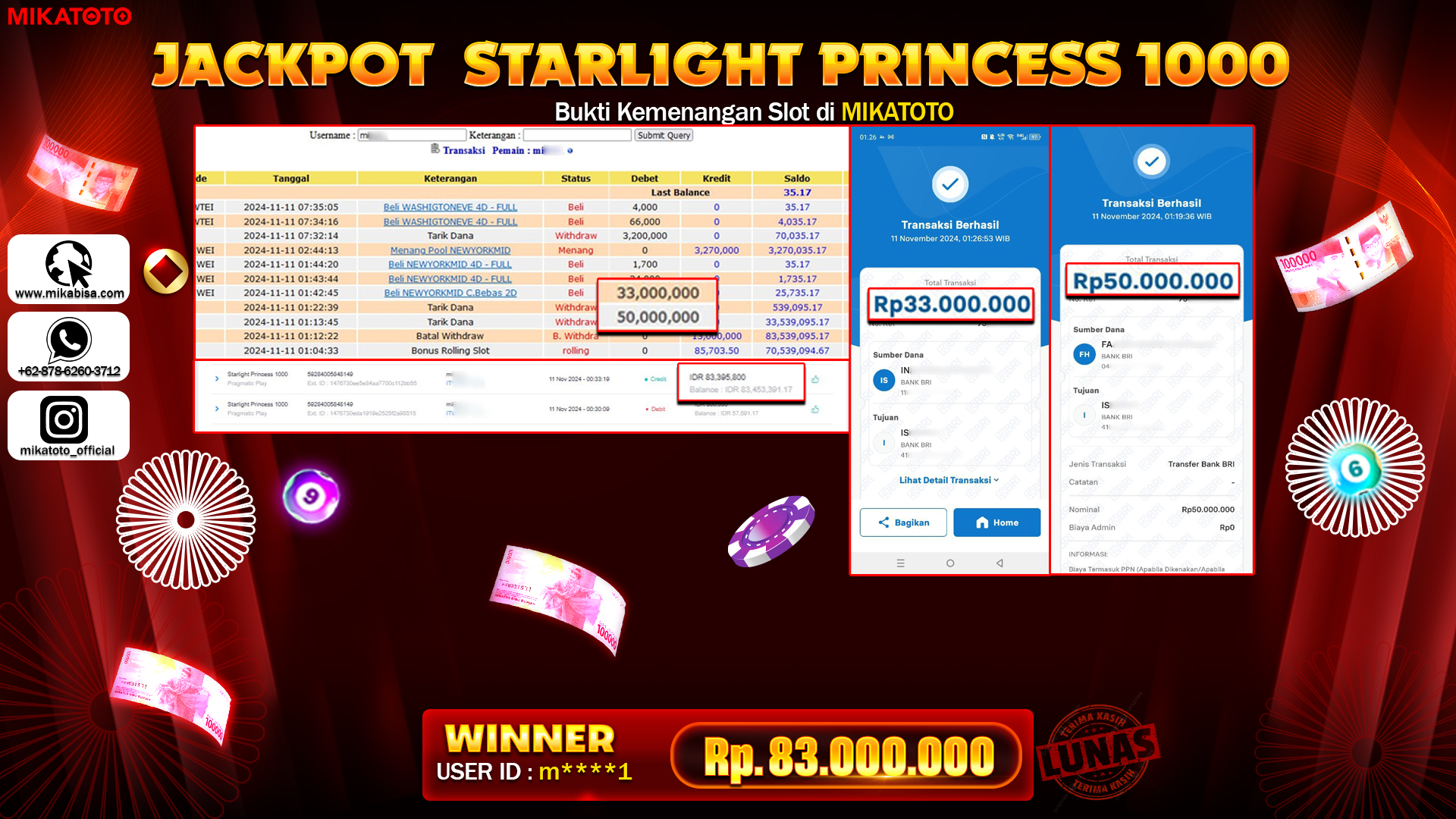 🏆 SELAMAT KEPADA PEMENANG JACKPOT DIStarlight Princess 1000🏆 