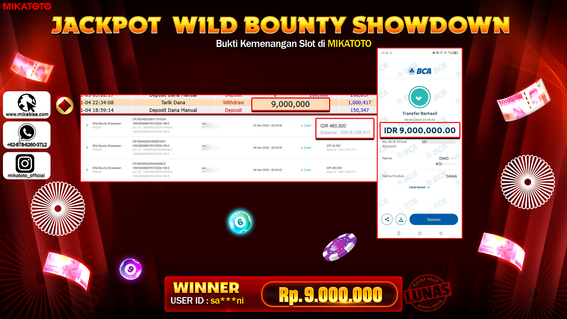 🏆 SELAMAT KEPADA PEMENANG JACKPOT DI Wild Bounty Showdown🏆 