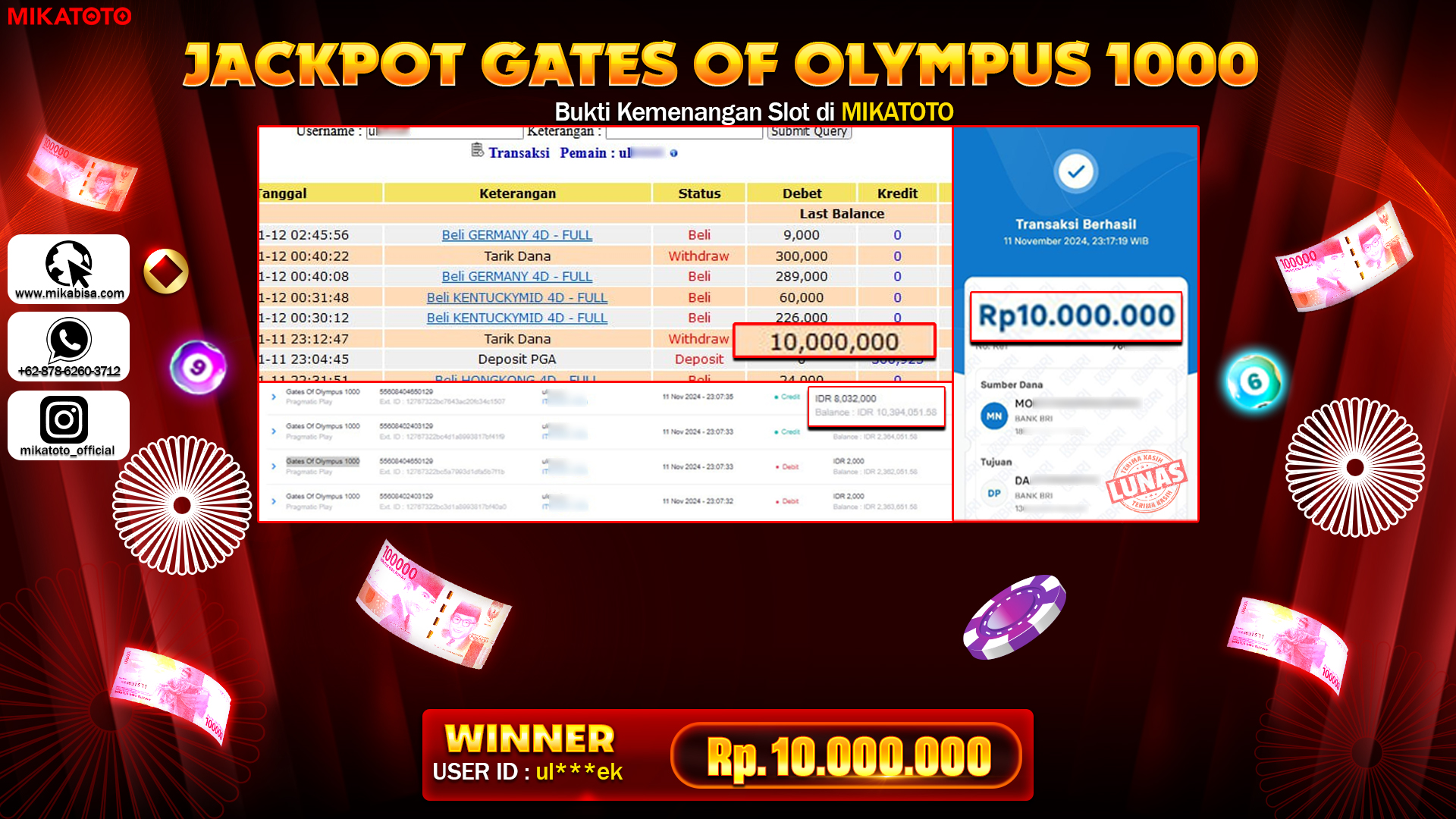 🏆 SELAMAT KEPADA PEMENANG JACKPOT DI Gates Of Olympus 1000🏆  
