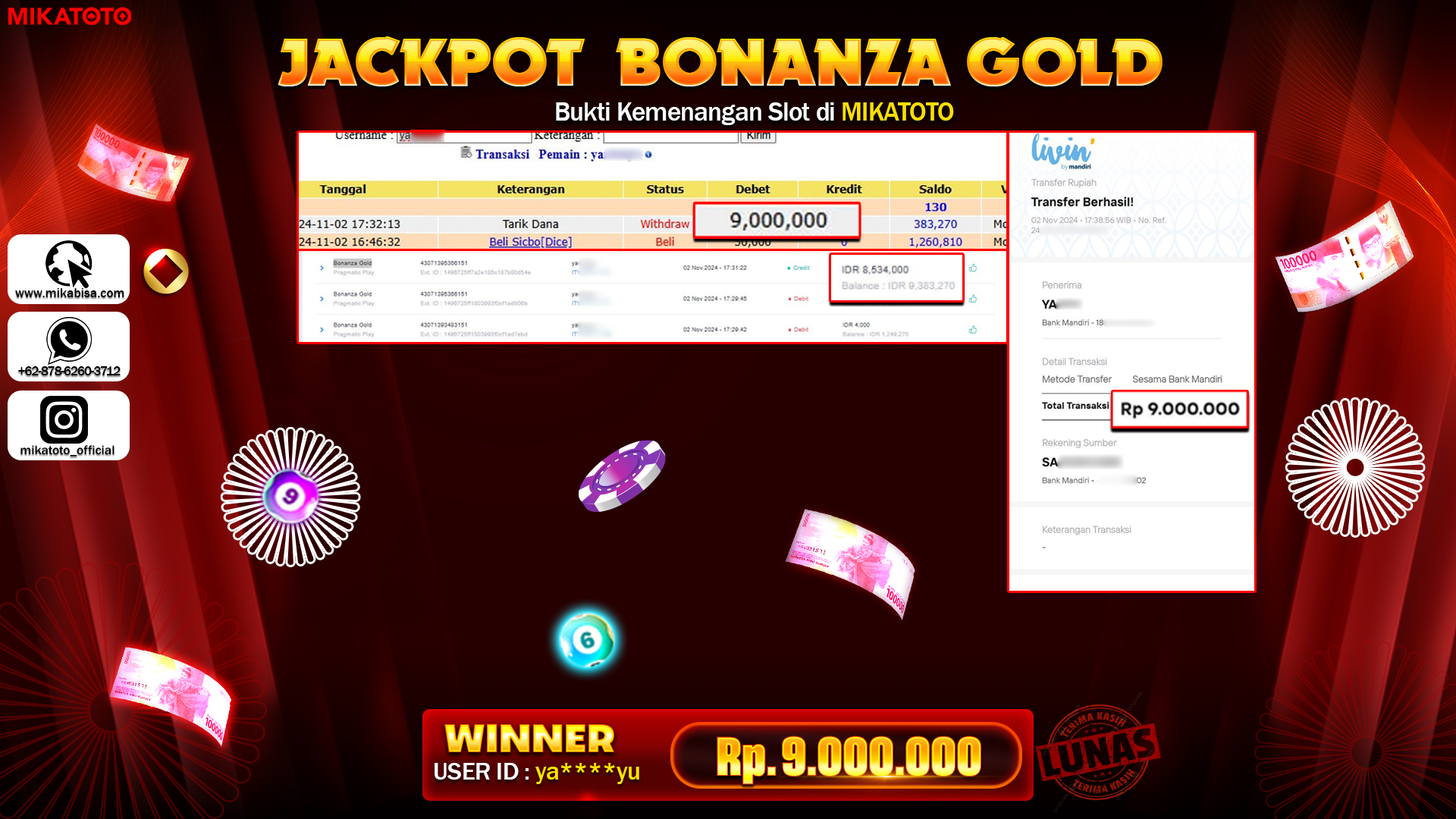 🏆 SELAMAT KEPADA PEMENANG JACKPOT DI  Bonanza Gold🏆 