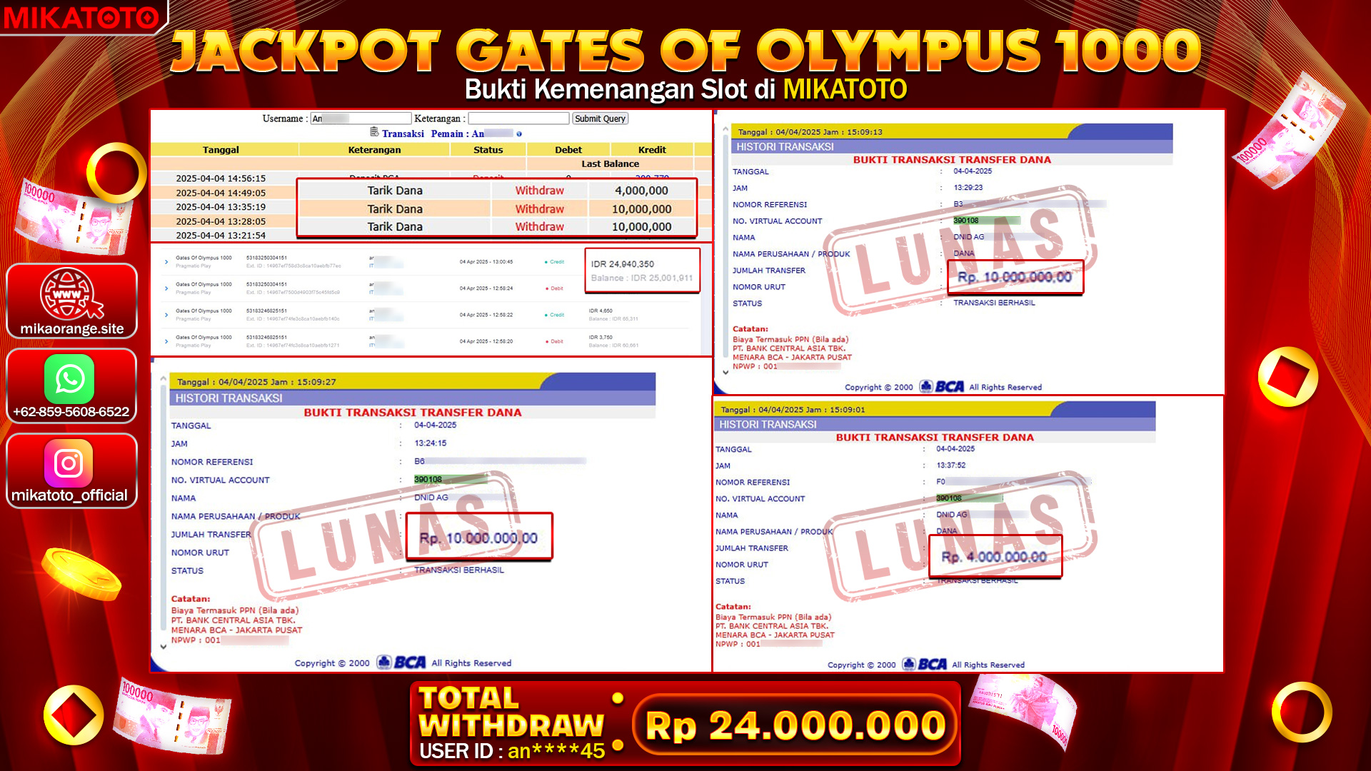🏆 SELAMAT KEPADA PEMENANG JACKPOT DI Mahjong Ways 24,000,000🏆