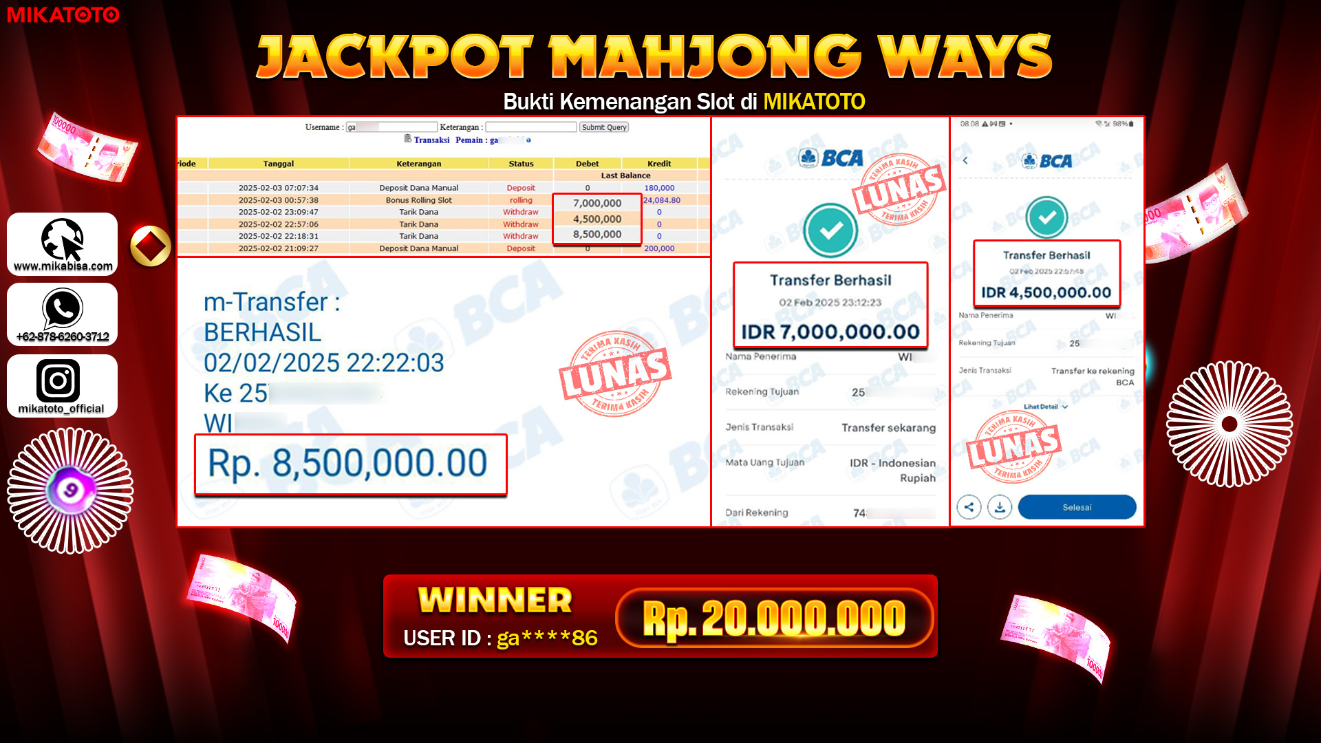 🏆PEMENANG JACKPOT DI Mahjong Ways Rp.20,000,000🏆 