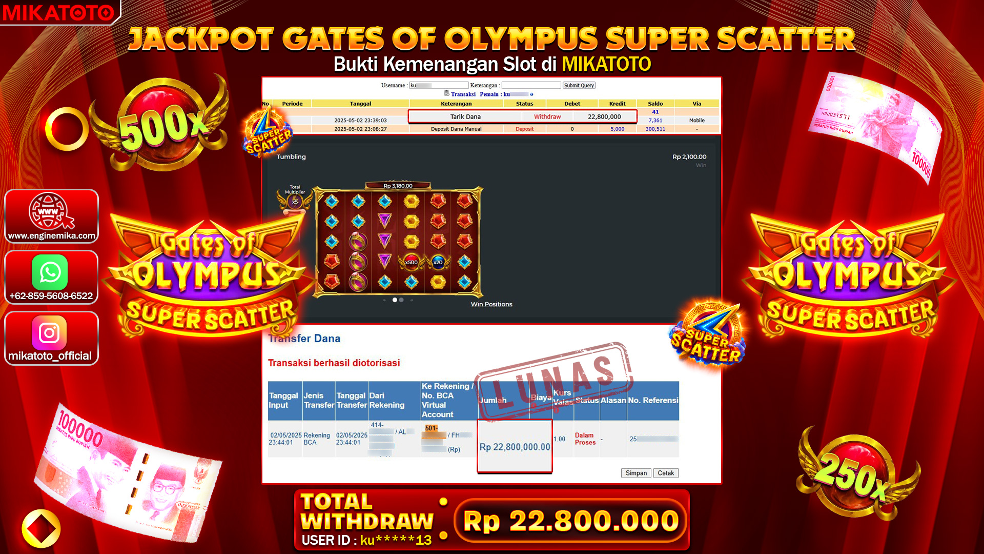 🏆 SELAMAT KEPADA PEMENANG JACKPOT DI GATES OLYMPUS 1000 22,800,000🏆