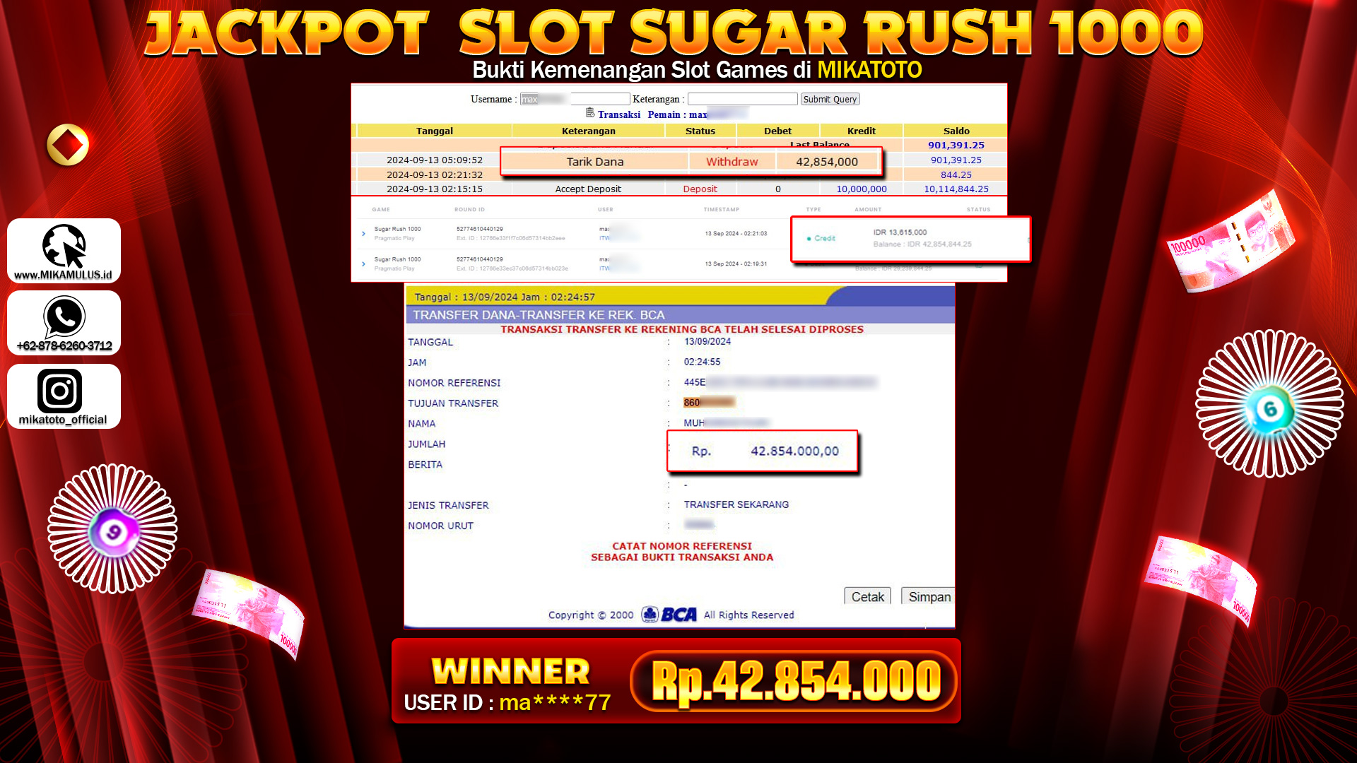 🏆 SELAMAT KEPADA PEMENANG JACKPOT DI Sugar Rush 1000🏆