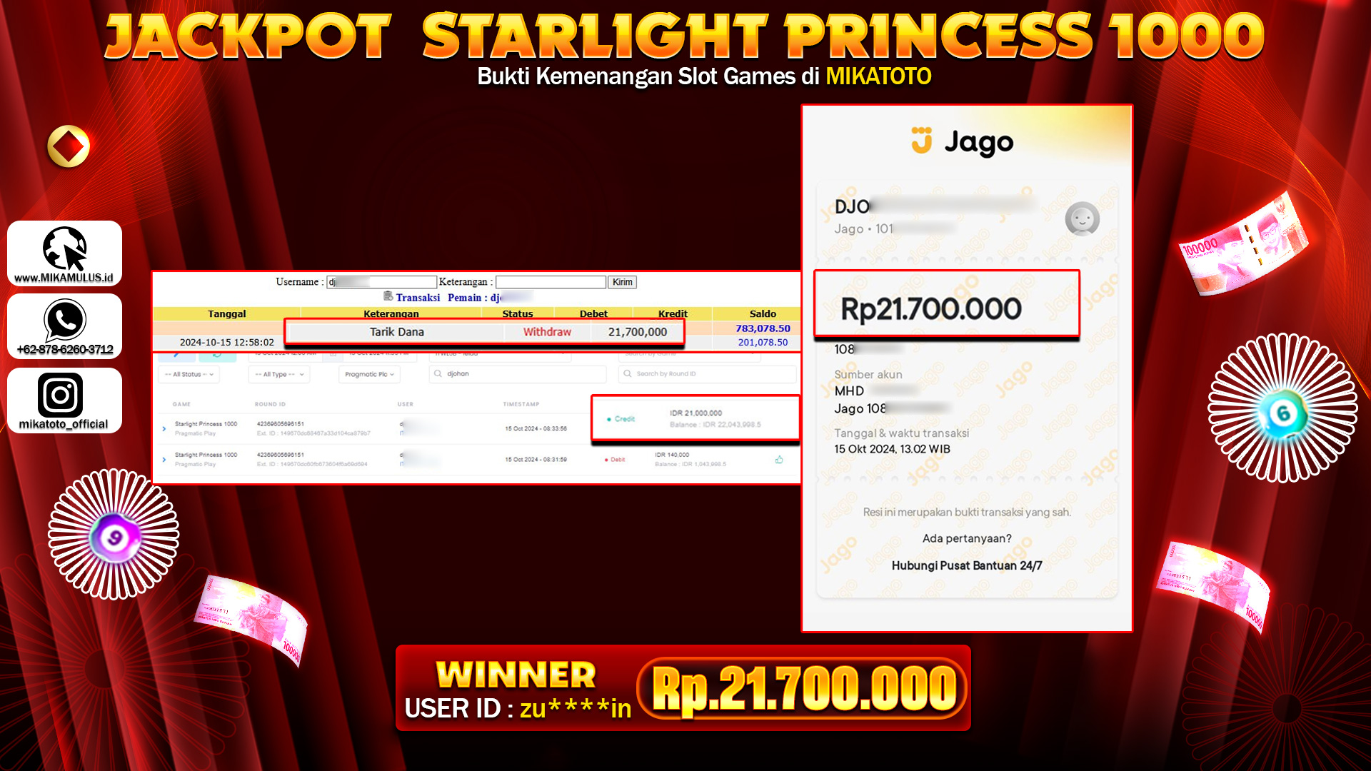 🏆 SELAMAT KEPADA PEMENANG JACKPOT DI Starlight Princess 1000🏆