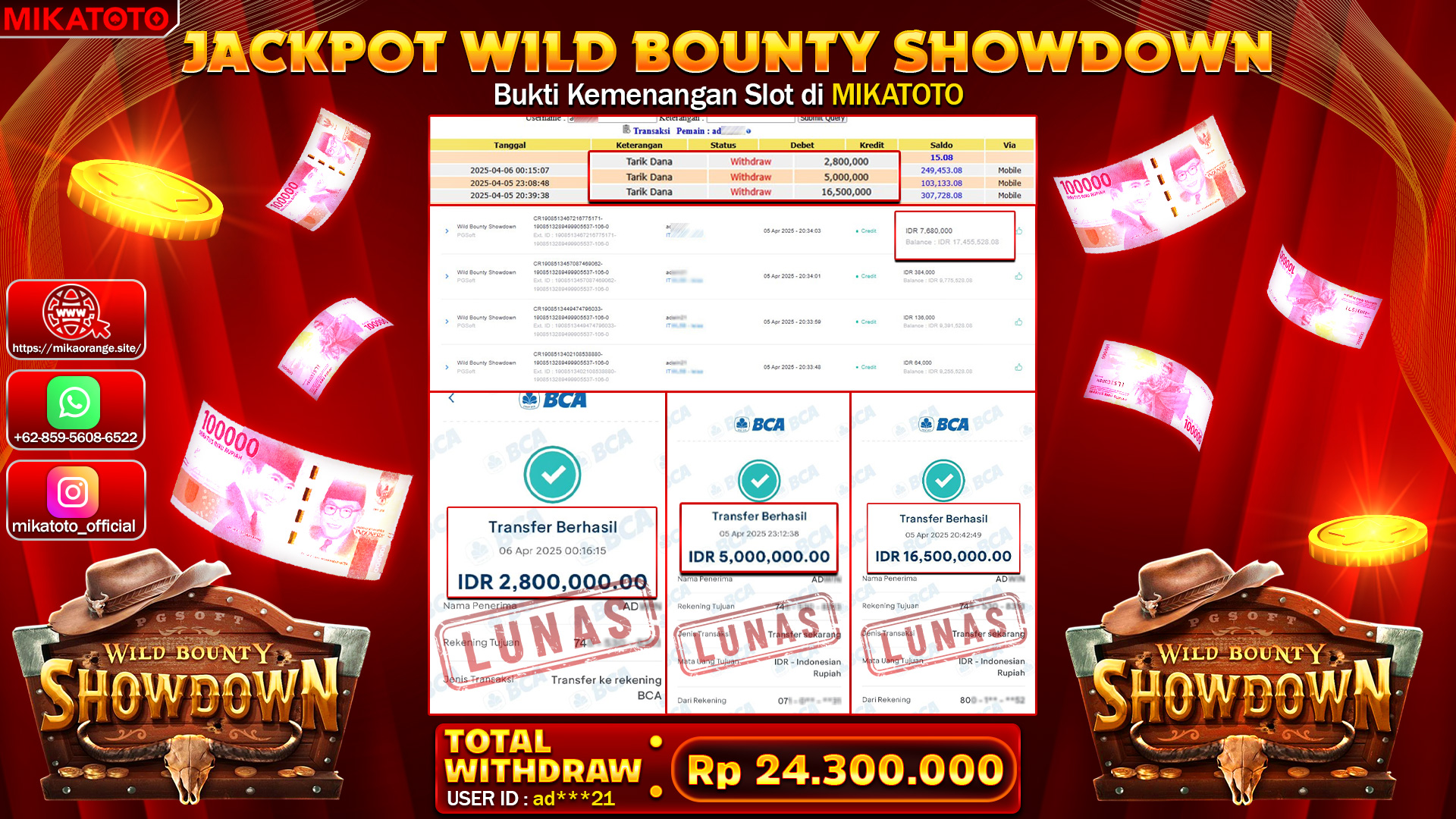 🏆 SELAMAT KEPADA PEMENANG JACKPOT DI Wild Bounty Showdown 24,300,000🏆