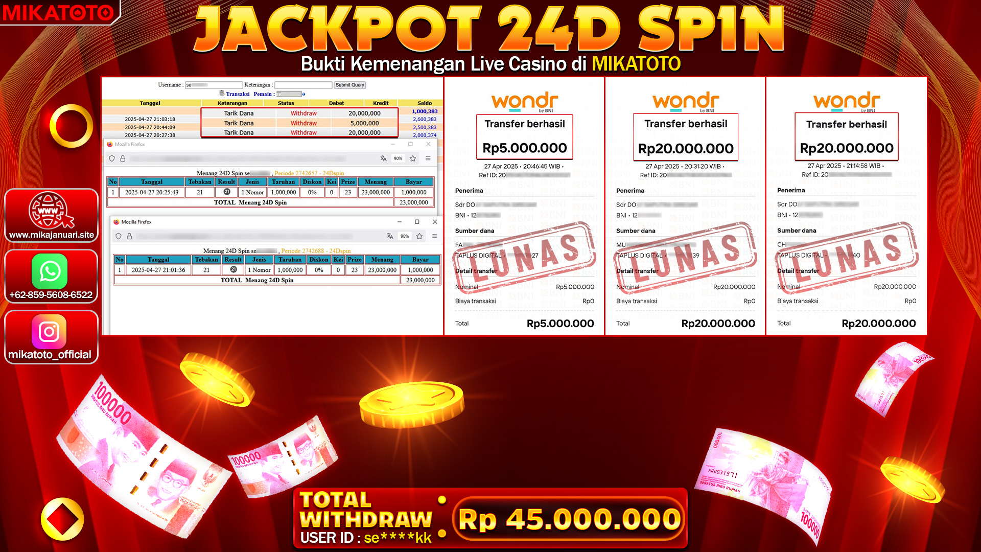 🏆 SELAMAT KEPADA PEMENANG JACKPOT DI 24D SPIN 24,000,000🏆