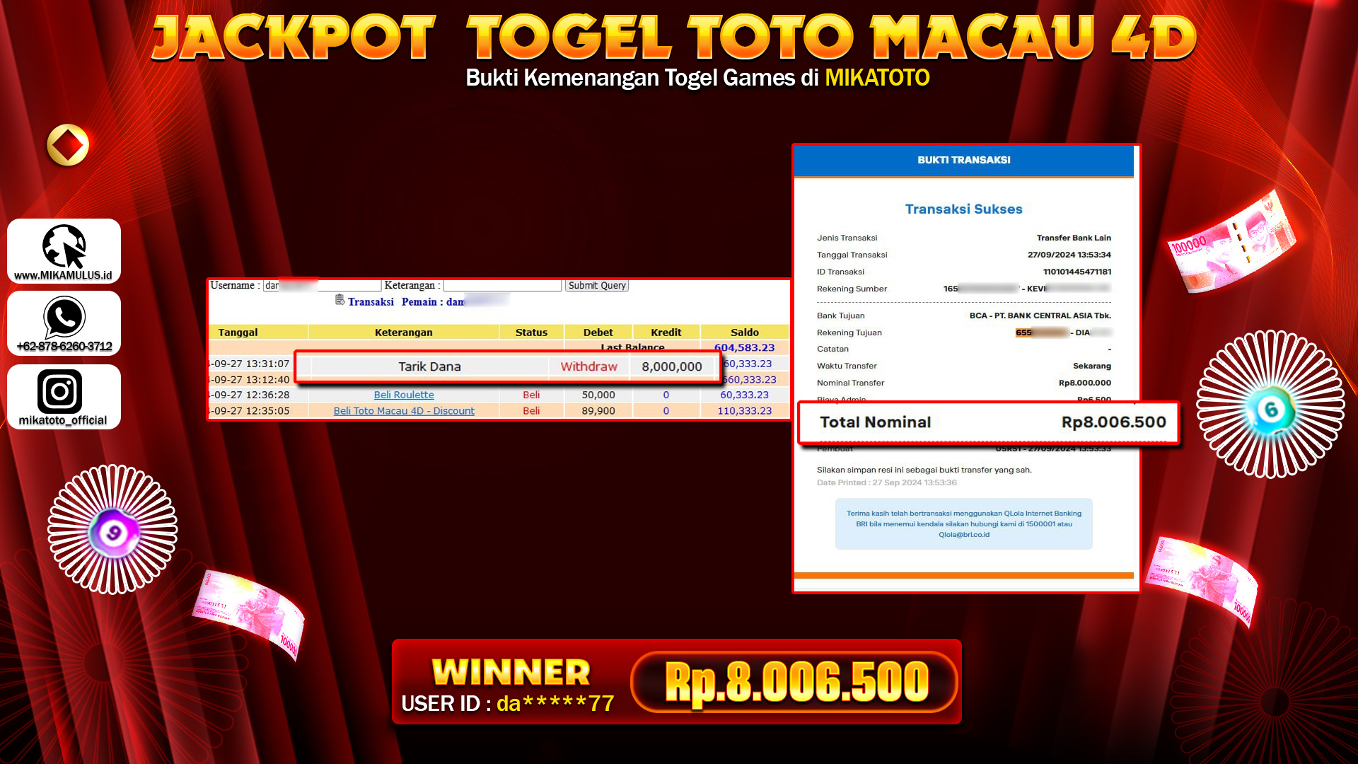 🏆 SELAMAT KEPADA PEMENANG JACKPOT DI TOTO MACAU 4D 🏆