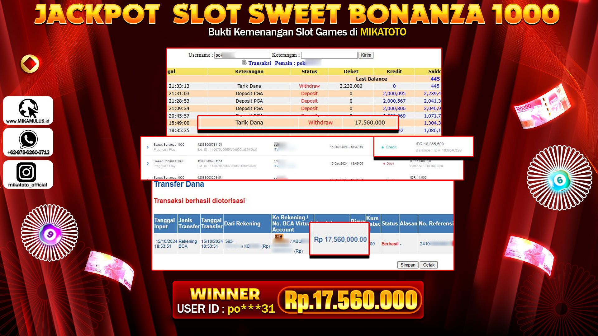 🏆 SELAMAT KEPADA PEMENANG JACKPOT DI Sweet Bonanza 1000🏆