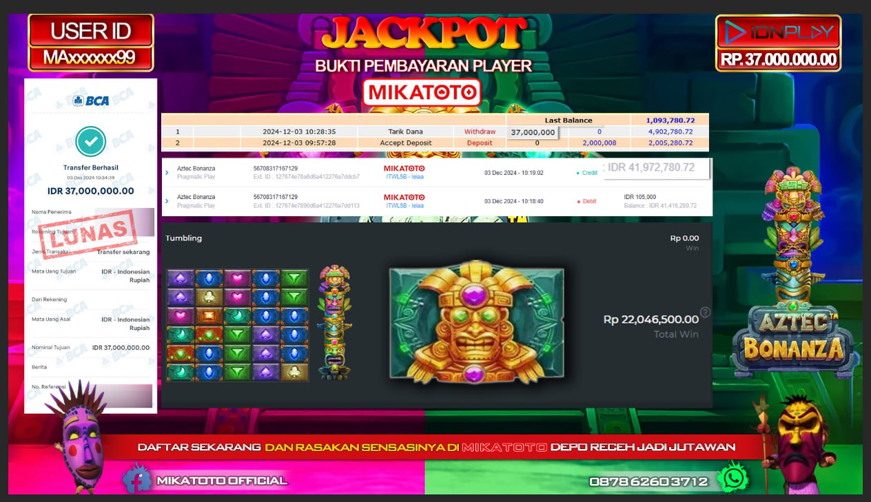 🏆 SELAMAT KEPADA PEMENANG JACKPOT DIGates OfAztec Bonanza🏆