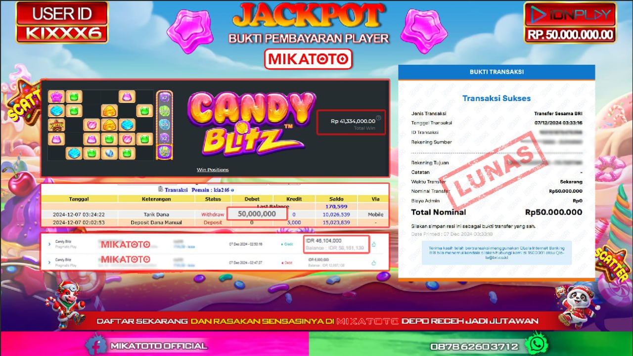 🏆 SELAMAT KEPADA PEMENANG JACKPOT DI CANDY BLITZ 🏆