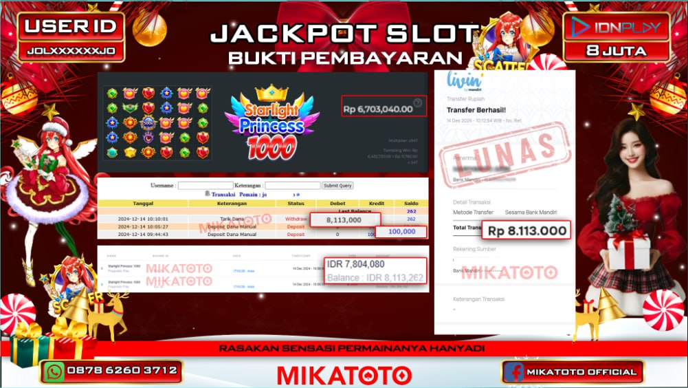 🏆 SELAMAT KEPADA PEMENANG JACKPOT DI Starligth Princes 1000 Rp.8,113,000🏆