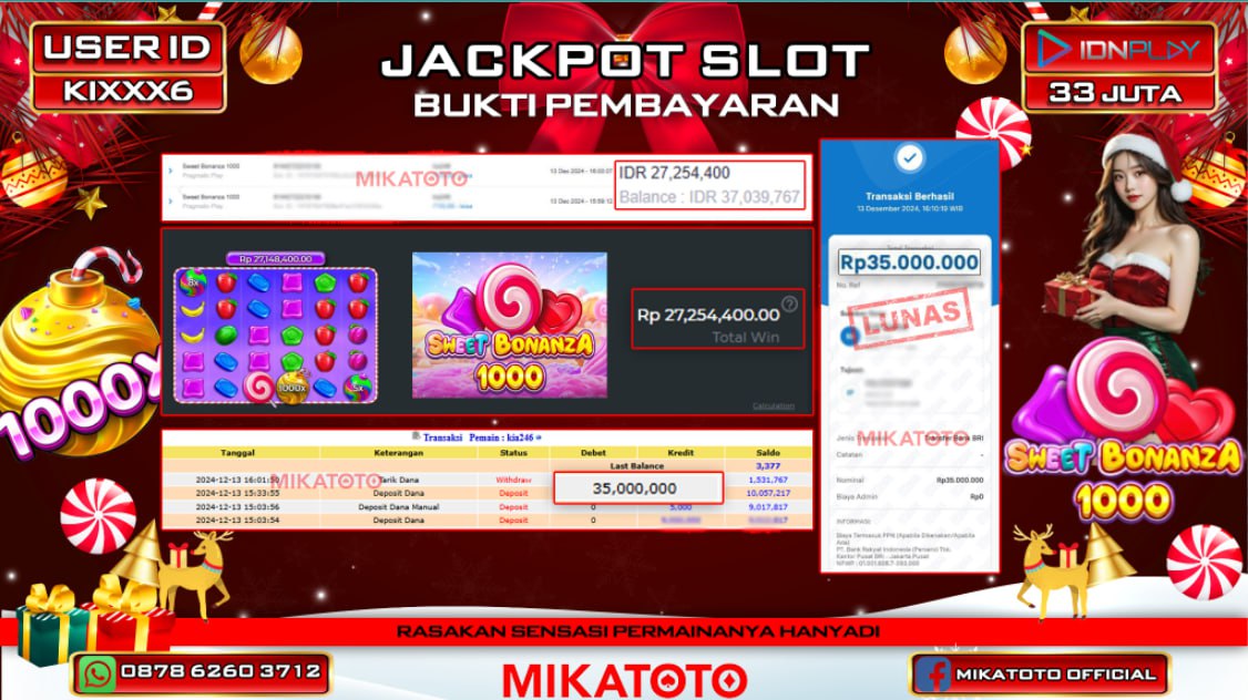 🏆 SELAMAT KEPADA PEMENANG JACKPOT DI Sweet Bonanza 1000 Rp.35,000.000🏆