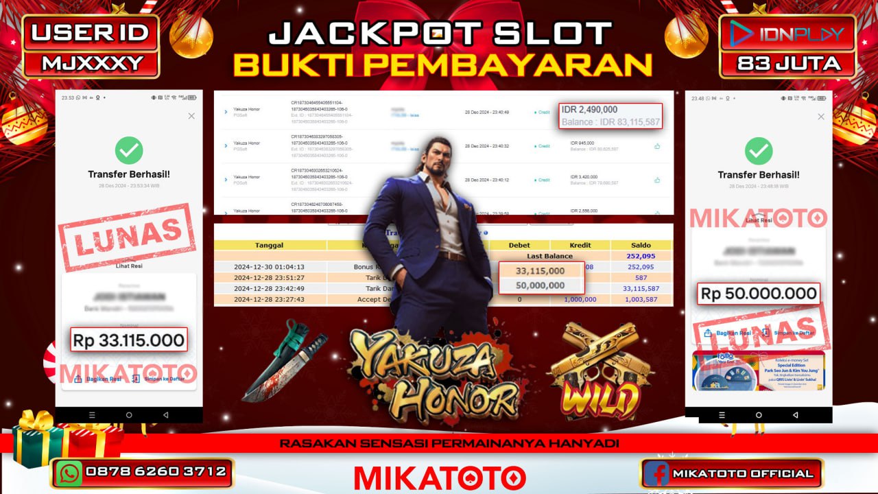 🏆 SELAMAT KEPADA PEMENANG JACKPOT DI Yakuza Honor Rp.83,000,000🏆